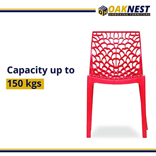 Image of activa Web Designer Plastic Chair for Home, Office and Restaurant and Cafe|Armless Chair for Dining Room| Heavy Duty Outdoor Plastic Chair | Designer Balcony Chair (Red, Set of 4)
