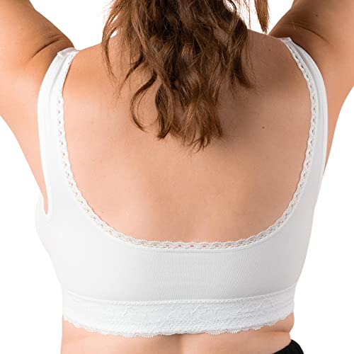 Coobie Women's Seamless Bra With Lace Trim Bra Plus Size Comfortable Bra For Everyday Wear, Mastectomy Bras For Women (Large, White) #TOP2