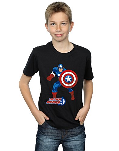 Image of Marvel Boys Captain America The First Avenger T-Shirt 7-8 Years Black