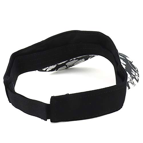 Armycrew Cotton Hawaiian Tropical Floral Print Sun Visor Cap - Black2 #TOP2