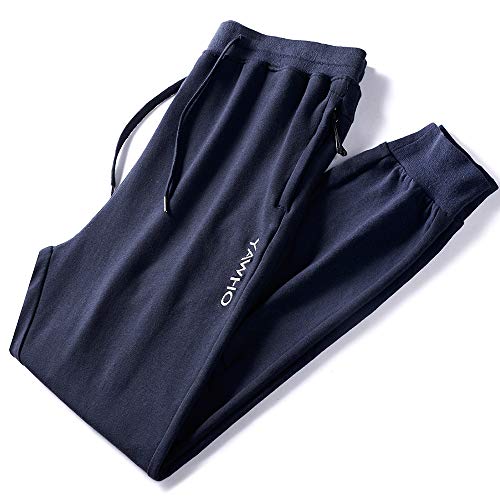 YAWHO Pantalones de chándal para hombre, pantalones de deporte, pantalones de fitness, pantalones largos con cremallera, bolsillos y cordón thumbnail