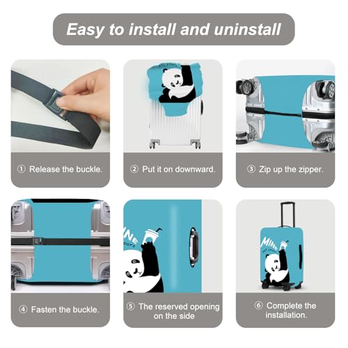 Image of Panda Luggage Protector, Washable Suitcase Case with inchMin inch Text & Beer Mug Cute Anti-scratch for 24 inch,26 inch Bag