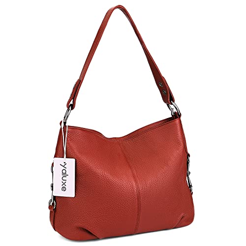 Image of YALUXE Women's Real Leather Shoulder Bags Hobo Handbag Purse Crossbody Bag