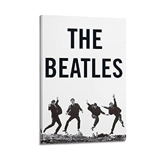 SHUPSY Poster décoratif sur toile The Beatles Band noir et blanc pour chambre à coucher – 40 x 60 cm - Les Beatles, Paul McCartney, John Lennon, RIngo Starr, George Harrison