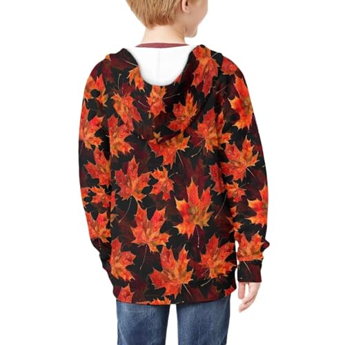 Image of Unisex Zipper Sweatshirt Boys Girls Hooded with 2 Pocket Pullover Hoodies for 6-16Y Kids