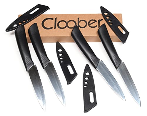 Cloober - Juego Cuchillos Cocina con Funda Individual, Tamaño Perfecto para Cortar Verdura y Frutas, Fácil Transporte Fuera de Casa, Camping, Playa, Caravanas, etc.