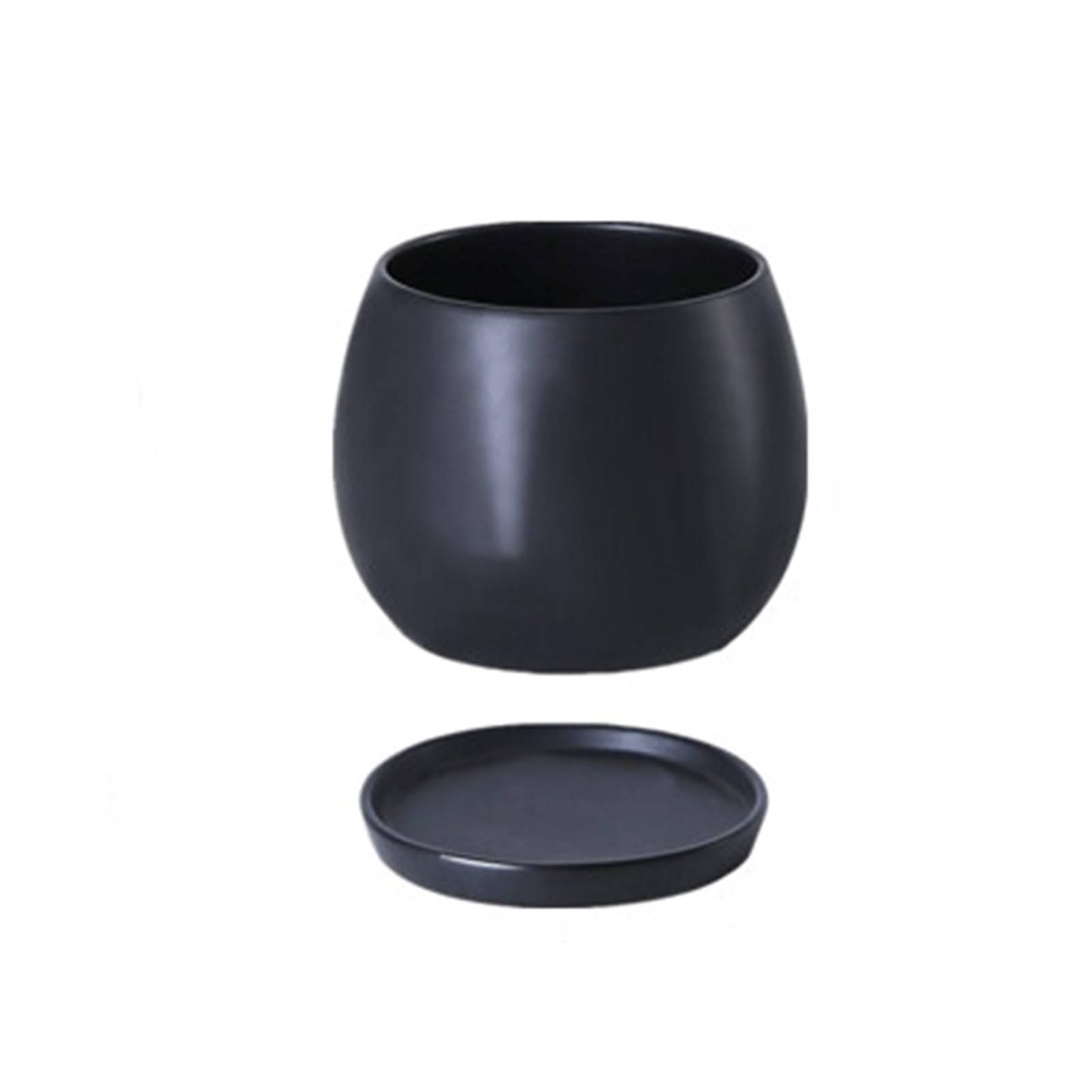 Cenz-888 flowerpot Ceramic Flower Pot With Saucer, Colors, Minimalist Round Design, Matte Finish Pots for Plants(Black,Medium)