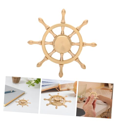 Alipis Messing Steuerrad Deko Schiffsruder Rotierend Navigation Entspannung Schreibtisch Ornament Maritimes Wohnaccessoire für Wohnzimmer und Büro