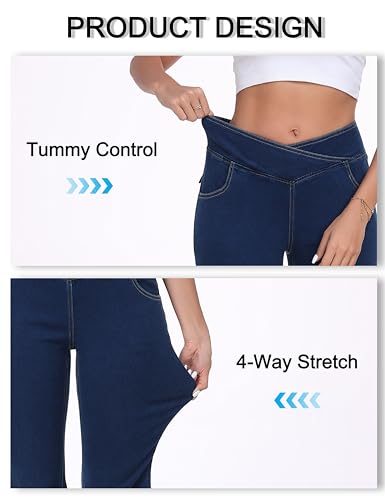 Flare Jeans for Women Bell Bottom High Crossover Waisted Stretchy Butt Lifting Bootcut Jeggings Denim Pants4