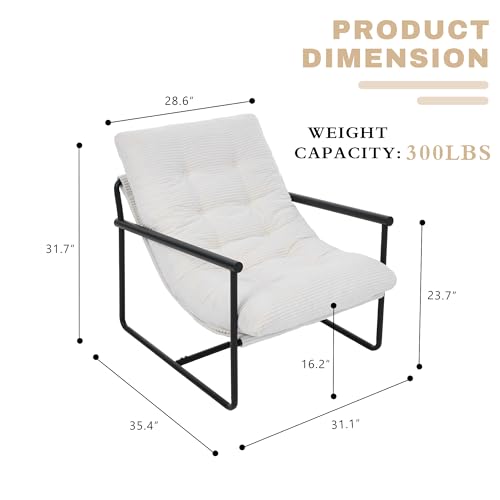 Image of Modern Accent Chair for Living Room,Arm Chair with Metal Frame,Upholstered Armchair with Soft Cushion for Bedroom Lounge Reading Room (Beige)