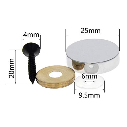 Clavo con Capsula de Acero Inoxidable para Espejo, Clavos Decorativos Redondos 25mm Acabado Pulido Plateado 2 Piezas miniatura 3