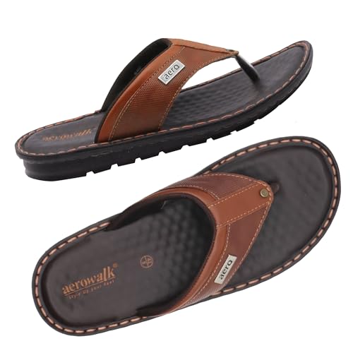 Image of AEROWALK Stylish T-Shape Fashion Slipper for Men | Comfortable | Lightweight | Anti Skid | Casual Office Footwear(SF16)