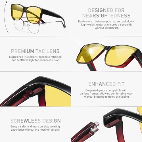 Image of GEGURI Polarized Sunglasses Fit Over Glasses for Men Women, Oversized Square Sun Glasses UV400 Protection Shades