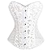UKKD Korsett Shapers Body Waist Trainer Korsett Hollow Out Elastic Mesh Bustier Tops Slim Costume Steel Bone Flowers Shapewear Gr. 50, weiß