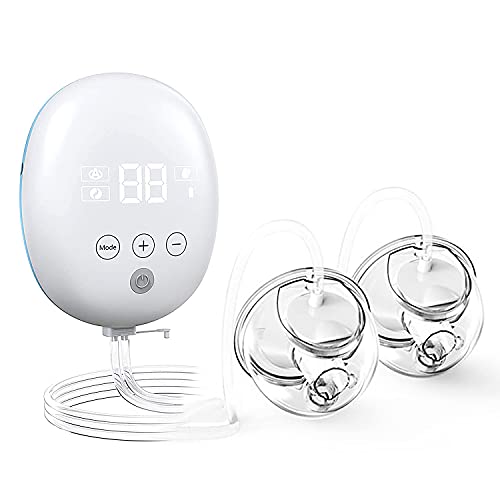 QIUXQIU Double Electric Breastpump Wearable Quiet Breast Pumps Automatic Hands-Free Breast Feeding Pumps Pain Free Strong Suction Breastfeeding Pump with USB Rechargeable Battery Breast Milk Pump 