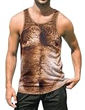 uideazone Funny Tank Top for Mens Ugly 3D Chest Hairy Graphic Sleeveless Shirt for Sport
