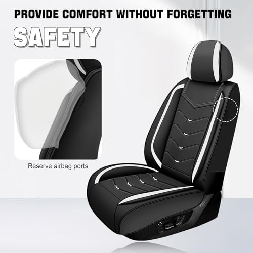 Image of Car Seat Cover for MINI Hardtop 2013-2026, Seat Covers Full Set,Non-Slip Waterproof seat Cover,Wear-Resistant Nappa Leather car seat Covers. (Standard 5 Seats /Black White)