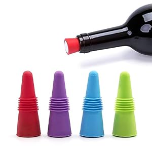 Bouchon de Bouteille en Silicone,Bouchon pour Vin 8 pièces Multicolore Réutilisable Bouchon Bouteille avec Filetée pour Bouteille de vin et de Boisson