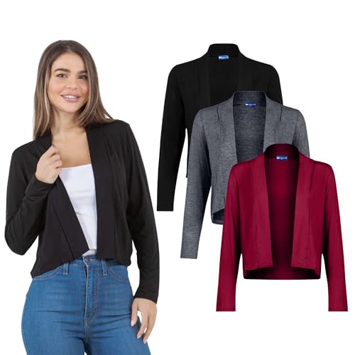 Image of Azules Cropped Cardigan for Women, Open Front Drape Lightweight Sweater Long Sleeves Women's Cardigans