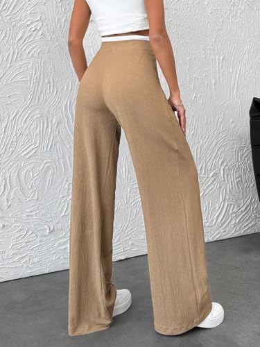 Casual Color Block Drawstring Wide Leg Pants for Women2