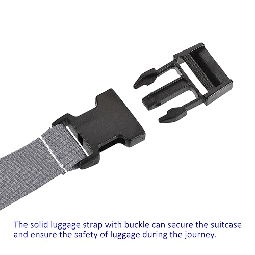 Image of M METERXITY 1 Pack Luggage Straps- Travel Baggage Accessory Adjustable Suitcase Belt with Quick Release Buckle, Apply to Travel (1.5 Meters, Gray)