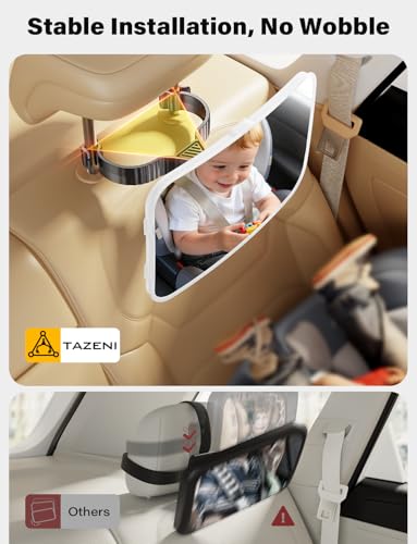 Image of TAZENI Baby Car Mirror - LED Light Baby Car Seat Mirror for Rear Facing with 175 Wide Clear View Anti-Glare, 360 Rotation, Shatterproof, Crash Tested, Safety & Easy Install, espejo para carro bebe