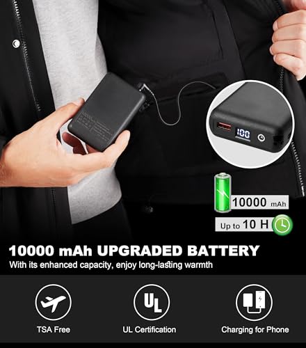 Miniatura 4 de Chaqueta Calefactada Para Hombres Y Mujeres Con Batería, Abrigo Eléctrico Chaqueta Con Capucha Calefactada Impermeable