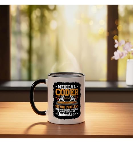 Taza cerámica Medical Coder 11 onzas negra y blanca miniatura 3