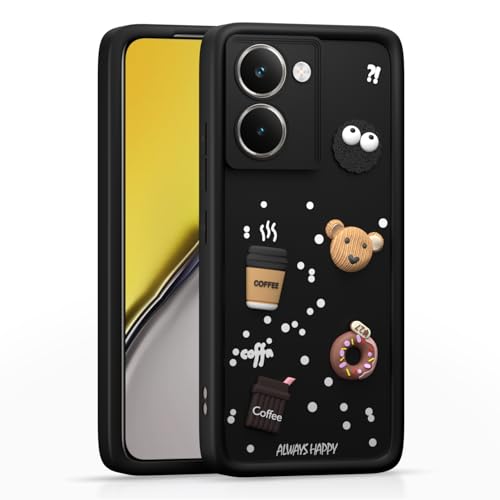 Image of Outlouders Back Cover for Realme P3 Ultra 5G | 3D Cartoon Bear Cute Fun Silicone Full Body Protection Bumper Case (Black)