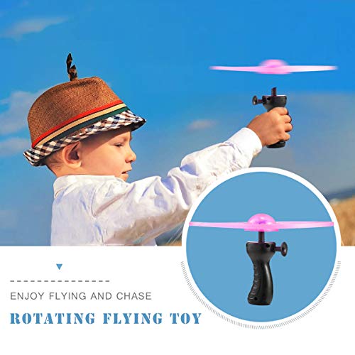 3 Sets Flying Toys- Colorful LED Light Pull String Flying Toy Flying Disc Toy for Indoor Outdoor Children Kids Playing (3 Years +) - Thumbnail 6