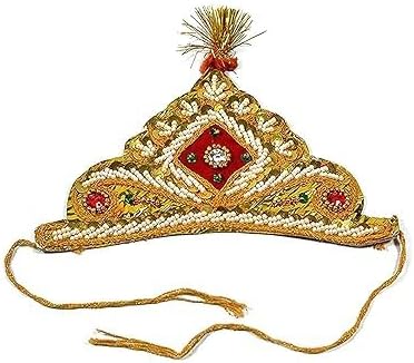 FOLA MOOLYAVAAN PRODUCTS Indian Traditional Janmastami Krishna Laddu Gopal Mukut Crown with Stone Decorative kanhaji Taaj For Kids Unisex