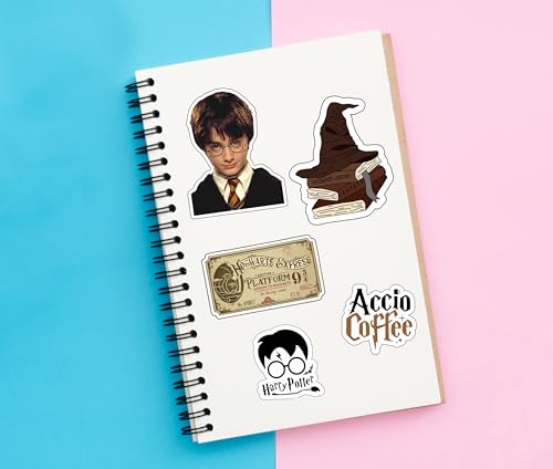 Image of Lerito Harry Potter Vinyl Stickers, Waterproof Self Adhesive Decals for Laptop, Journal, Guitar, Mobile Phone, Multicolour, 50 Pack