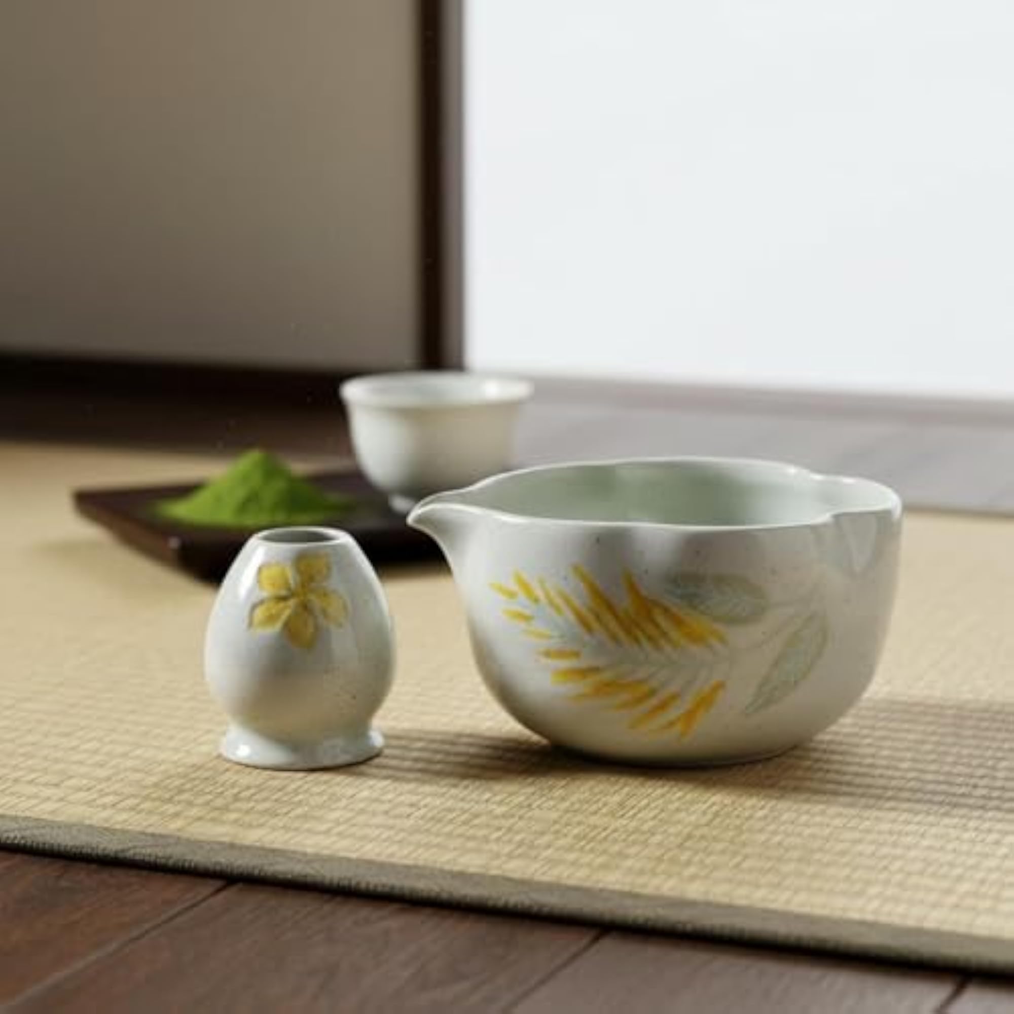 Kiln-Fired Glaze Matcha Bowl and Whisk Set