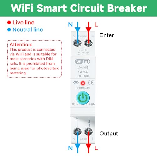 Miniatura 2 de Jadeshay Interruptor Wifi Inteligente Disyuntor Doméstico Control Remoto De Teléfono Móvil 3 Modos De Temporización Para Electrodomésticos, 1pz 63a Interruptor Medidor Energia Tuya App Control