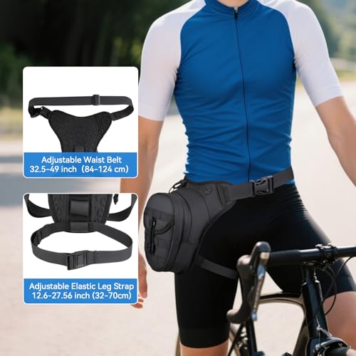 Bolsa para muslo MOSISO, bolsa universal para pierna de motocicleta para hombres y mujeres, color negro | Bolsa táctica multifuncional expandible resistente al agua para deportes al aire libre, ciclismo, senderismo, pesca y escalada miniatura 4