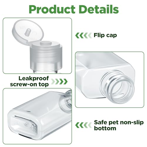 100 Pcs 1 oz Travel Bottles - Clear PET Refillable Containers with Flip Caps, Leak-Proof Mini Bottles for Shampoo, Lotion, Hand Sanitizer & More3