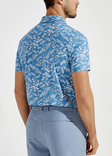 Yovvi Polo Shirts For Men Golf Shirts Short Sleeve Print Moisture-Wicking Performance Sport Tennis T-Shirt, Blue 3Xl #TOP1