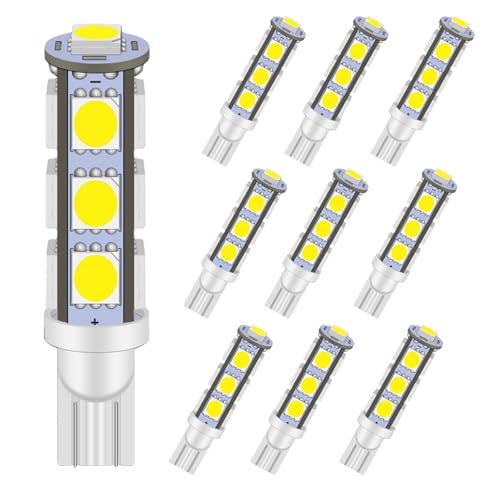 GRV T10 C921 192 194 W5W 13-5050SMD Super Bright Wedge LED Bulbs for DC 12V RV Interior Ceiling Dome Camper Motorhome Boat Lighting Bulb,Cool White Pack of 10