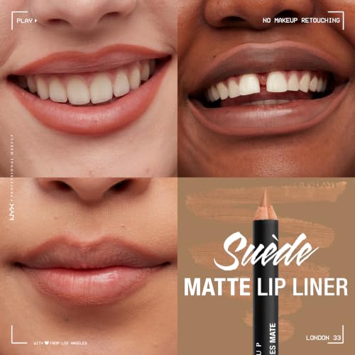 Image of NYX PROFESSIONAL MAKEUP Suede Matte Lip Liner, Velvety-Smooth, Long-Lasting Formula For A Defined Lip Makeup Look - London (Tan)