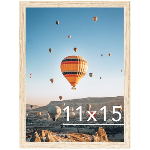 Image of JCJMY 11x15 Picture Frame for Wall Hanging, Wall Mounting Horizontally or Vertically, 11 x 15 Wall Gallery Poster Photo Frame with Shatter Resistant Plexiglass, Natural