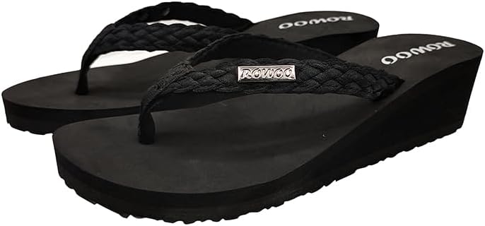 Women’s Metal Decoration Platform High Wedge Flip Flops Ladies Soft Cushion Summer Thong Sandals