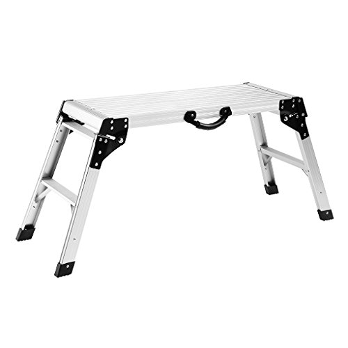 Finether Aluminum Work Platform Drywall Step Up Folding Work Bench|Portable Stool Ladder with Non-Slip Mat and Side Handle