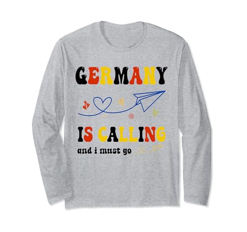 Vintage Retro Alemania está llamando I Must Go Funny Manga Larga