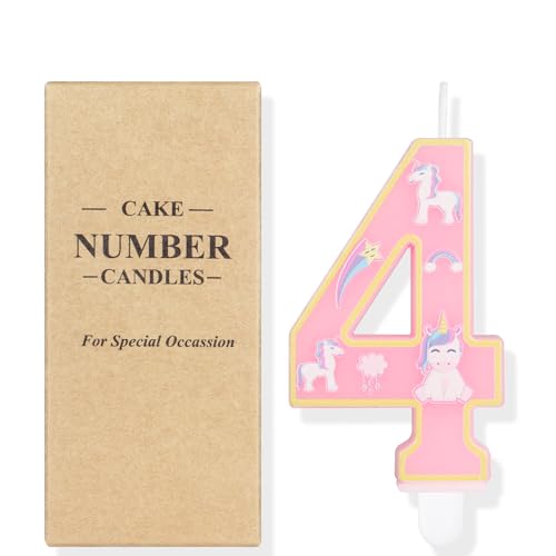 Velas Cumpleaños Numeros 4, Decoracion Cumpleaños Unicornio 4 Años, Velas Cumpleaños...