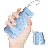 LENDOO Mini Ombrello Tascabile, Mini Ombrello Tascabile Anti UV UPF>50+ Ombrello con 6 nervature Pieghevole Rivestimento In Teflon 210T, Ombrello Da Sole/Pioggia, Portatile Leggero Compatto
