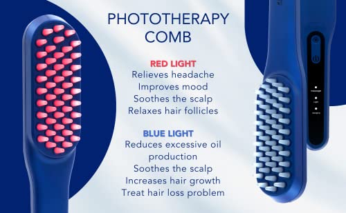 WBC WORLDBEAUTYCARE LED Hair Growth Comb with Red & Blue LED - Hair Growth Treatment for Men & Women Intensive Hair and Scalp Massager Hair Brush | Hair Fall control | Scalp... - Image 3