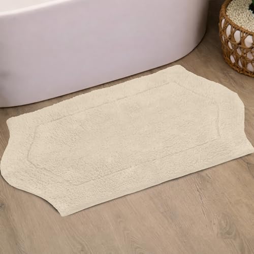 Home Weavers Waterford Collection 100% Cotton Tufted Bath Rug, Extra Soft and Absorbent Bath Rugs, Non-Slip Bath Mats, Machine Washable Bath Rugs for Bathroom, 21"x34" Rectangle, Ivory