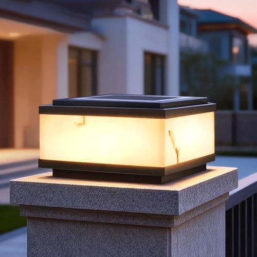 Lampes colonnes d'extérieur étanches avec panneaux solaires intégrés