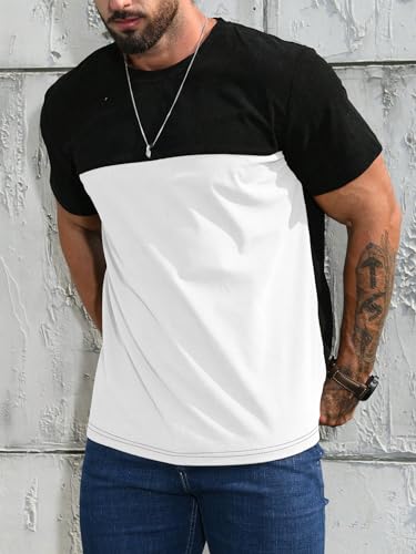 Verdusa Men's Casual Color Block T Shirts Short Sleeve Crew Neck Summer Tee Tops3