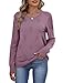 WIHOLL Womens Sweaters Early Fall Fashion Fashion 2025 Trendy Tops Long Sleeve Tunics for Leggings Cute Cowboy Chic Must Haves Purple M